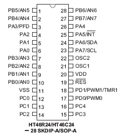   HT46R24, HT46C24