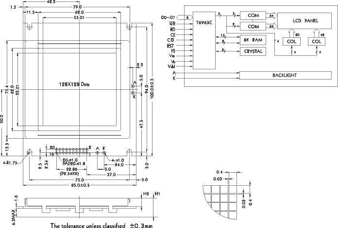 LCD- PG-128128-A